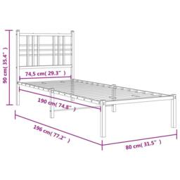 Berkfield Home Metal Bed Frame without Mattress with Headboard White 75x190cm - Size: 75x190 cm - thumbnail 8