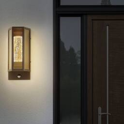 Wyld and Coco Outdoor LED Wall Light 33cm Brown Iron with Motion Sensor - thumbnail 1