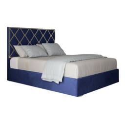 Casani Sturry Upholstered Soft Velvet Blue Metal Designer Bed Frame - Size: Small Double - thumbnail 3
