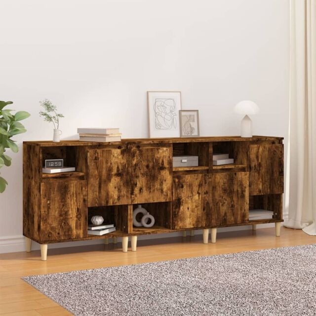 Berkfield Home Sideboards 3 pcs Smoked Oak 60x35x70 cm Engineered Wood in Brown - Size: 60 x 35 x 70 cm - image 1
