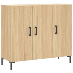 Berkfield Home Sideboard Sonoma Oak 90x34x80 cm Engineered Wood in Brown - Size: 90 x 34 x 80 cm - thumbnail 2