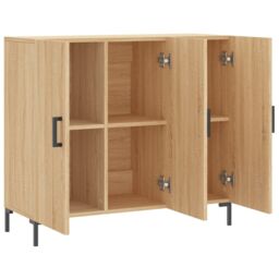 Berkfield Home Sideboard Sonoma Oak 90x34x80 cm Engineered Wood in Brown - Size: 90 x 34 x 80 cm - thumbnail 5