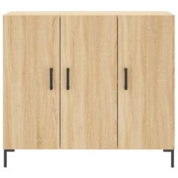 Berkfield Home Sideboard Sonoma Oak 90x34x80 cm Engineered Wood in Brown - Size: 90 x 34 x 80 cm - thumbnail 6