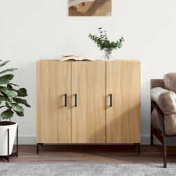 Berkfield Home Sideboard Sonoma Oak 90x34x80 cm Engineered Wood in Brown - Size: 90 x 34 x 80 cm