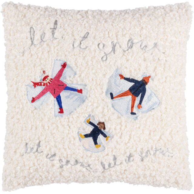Furn Christmas Together Snow Angels Cushion in White - Size: 43 cm x 43 cm - image 1