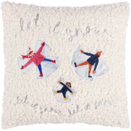 Furn Christmas Together Snow Angels Cushion in White - Size: 43 cm x 43 cm