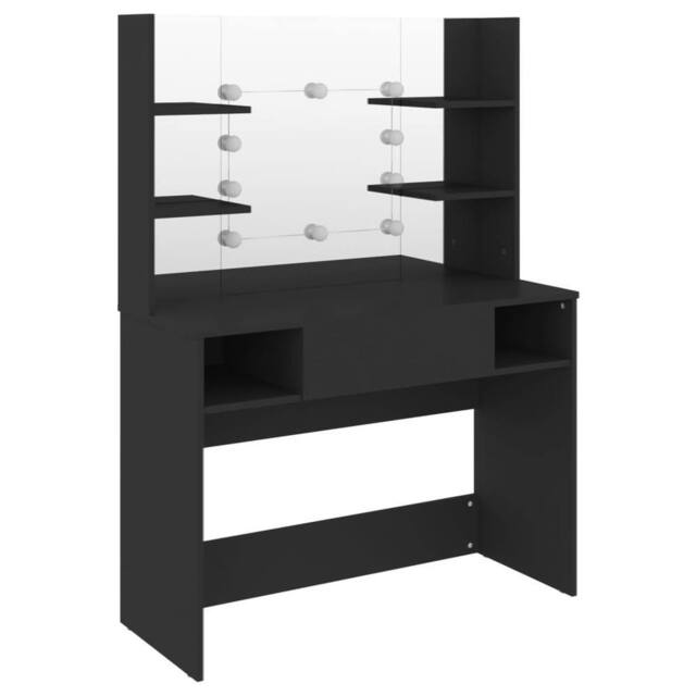 Berkfield Home Makeup Table with LED Lights 100x40x135 cm MDF Black - Size: 100 x 40 x 135 cm - image 1