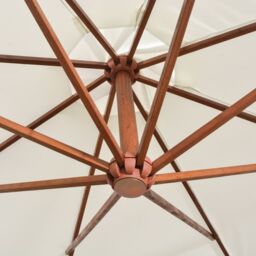 Berkfield Home Hanging Parasol 350 cm Wooden Pole White - thumbnail 5