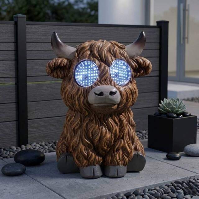 Garden Greatness Lunaria Blinkin Highland Cow Solar Light - image 1