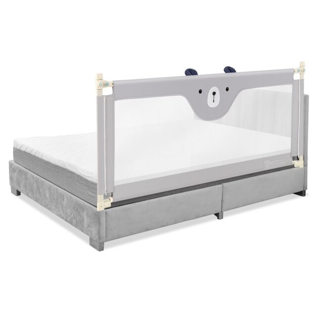 Gymax 175cm Cute Baby Bed Rail Bed Guard Infant Guardrail With Double Lock in Grey - image 1