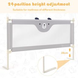 Gymax 175cm Cute Baby Bed Rail Bed Guard Infant Guardrail With Double Lock in Grey - thumbnail 5