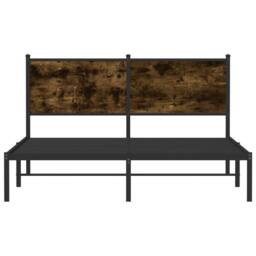 Berkfield Home Metal Bed Frame without Mattress Smoked Oak 137x190 cm in Brown - thumbnail 5