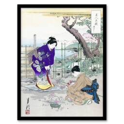 "Artery8 Flower Arranging Garden Vintage Japan Framed Wall Art Print Ogata Gekko in Purple - Size: W12"" x H16""" - thumbnail 1