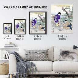 "Artery8 Flower Arranging Garden Vintage Japan Framed Wall Art Print Ogata Gekko in Purple - Size: W12"" x H16""" - thumbnail 3