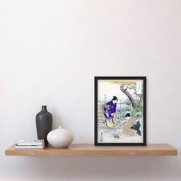 "Artery8 Flower Arranging Garden Vintage Japan Framed Wall Art Print Ogata Gekko in Purple - Size: W12"" x H16""" - thumbnail 4
