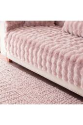 Living and Home Sleek Textured Plush Sofa Cover in Pink - Size: Large - thumbnail 5