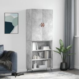 Berkfield Home Highboard Concrete Grey 69.5x34x180 cm Engineered Wood - thumbnail 1