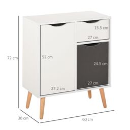 HOMCOM Cabinet Storage Cupboard Sideboard with Drawer for Bedroom, Living Room in Grey - thumbnail 3