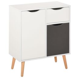 HOMCOM Cabinet Storage Cupboard Sideboard with Drawer for Bedroom, Living Room in Grey - thumbnail 2