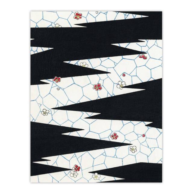 "Artery8 Flowers On Footpath Pattern Japan Wall Art Print Shin Bijutsukai in White - Size: W12"" x H16""" - image 1