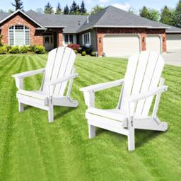 Mona Vale Furniture All-Weather Outdoor Lounge Chair Foldable Adirondack Chair in White - Size: 1 Seater - thumbnail 3