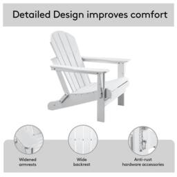 Mona Vale Furniture All-Weather Outdoor Lounge Chair Foldable Adirondack Chair in White - Size: 1 Seater - thumbnail 6