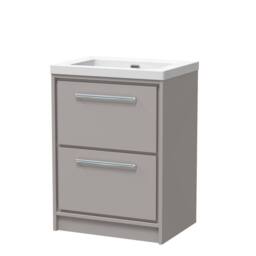 Balterley Bathroom 2 Soft-Close Drawer Floor Fireclay Basin, Grey, 600mm in Grey - thumbnail 1