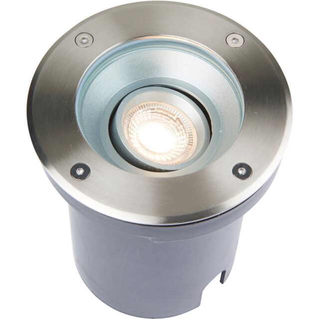 Loops Recessed Outdoor IP67 Round Ground Light - 50W GU10 Reflector - Stainless Steel in Metallics - image 1