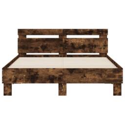 Berkfield Home Durable Bed Frame with LED without Mattress Smoked Oak 135x190 cm in Brown - Size: Double - thumbnail 7