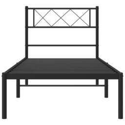 Berkfield Home Metal Bed Frame with Headboard Black 75x190 cm Small Single - thumbnail 4