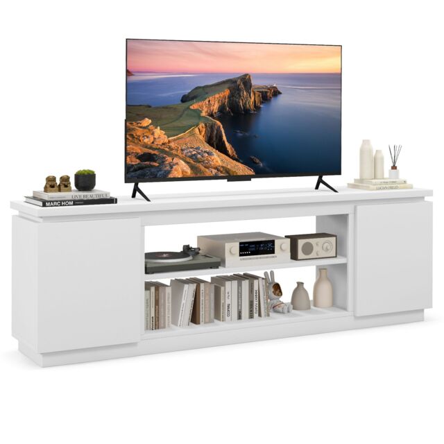 "Gymax TV Cabinet for TVs up to 80"" 178CM Media Console Table in White" - image 1