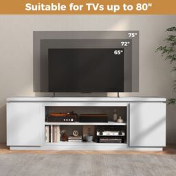 "Gymax TV Cabinet for TVs up to 80"" 178CM Media Console Table in White" - thumbnail 6