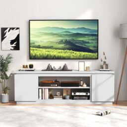 "Gymax TV Cabinet for TVs up to 80"" 178CM Media Console Table in White" - thumbnail 4