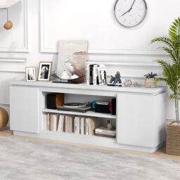 "Gymax TV Cabinet for TVs up to 80"" 178CM Media Console Table in White" - thumbnail 5