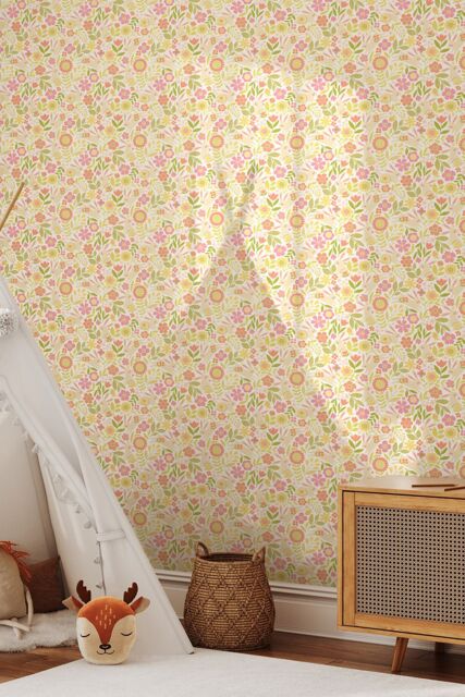 Hoopla Walls Bouncing Bunnies 10m Matt Wallpaper in Yellow - image 1