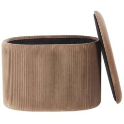 Wyld and Coco Velvet Glamour Pouffe Beige with Hidden Storage - thumbnail 4