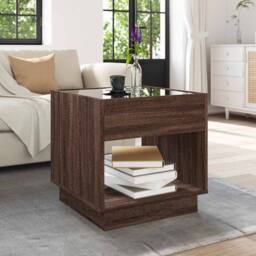 Berkfield Home Coffee Table with Infinity LED Brown Oak 50x50x50 cm - Size: 50 x 50 x 50 cm - thumbnail 4
