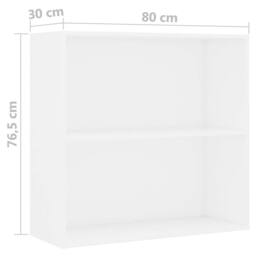Berkfield Home 2-Tier Book Cabinet White 80x30x76.5 cm Engineered Wood - thumbnail 6