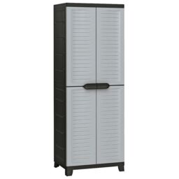 Berkfield Home Plastic Cabinet 65x45x181 cm in Grey - Size: 65 x 45 x 181 cm - thumbnail 2