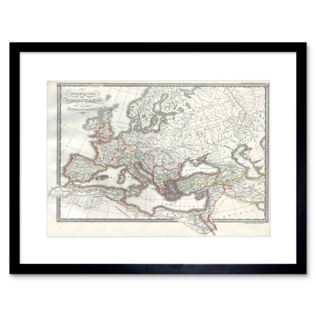 "Artery8 Map 1850 Roman Empire East West Ancient Rome 12x16"" Framed Art Print in Beige - Size: W12"" x H16""" - image 1