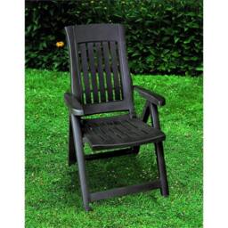 Nordara Black-Foldable Plastic Garden Chair Outdoor Patio Adjustable in Black - thumbnail 5