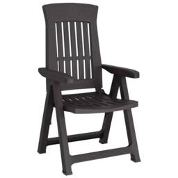 Nordara Black-Foldable Plastic Garden Chair Outdoor Patio Adjustable in Black - thumbnail 1