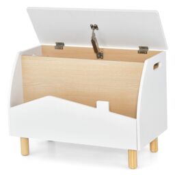 Costway Wooden Toy Box Toy Storage Organizer Chest Fliptop Lid Bookcase Display in White - thumbnail 5