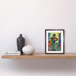 "Artery8 Wall Art Print Fiddler On The Roof Folk Art Watercolour Painting Artwork Framed 9X7 Inch in Brown - Size: W7"" x H9""" - thumbnail 2
