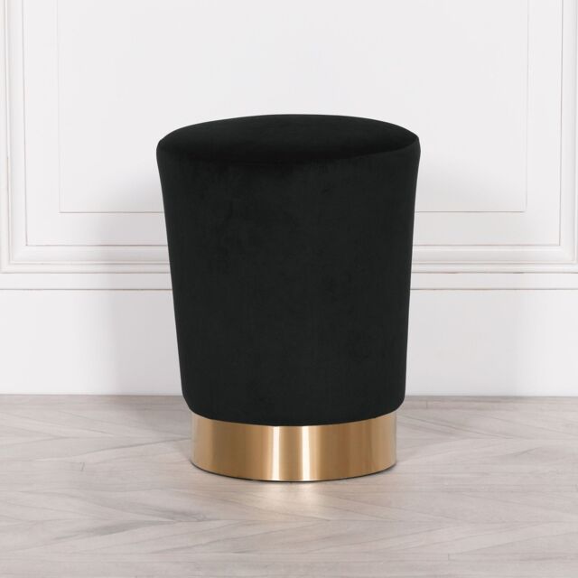 Glasstone Black Velvet Round Stool - image 1