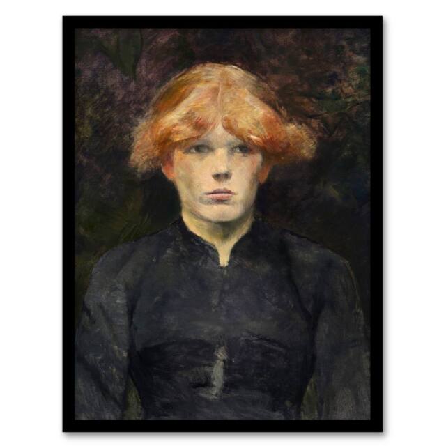 Artery8 Toulouse Lautrec Framed Wall Art Print Portrait of Carmen Gaudin in Grey - Size: A4 - image 1