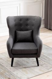More4Homes Winslow Wing Back Fabric Occasional Button Back Modern Accent Armchair in Grey - thumbnail 6