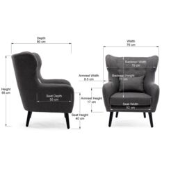 More4Homes Winslow Wing Back Fabric Occasional Button Back Modern Accent Armchair in Grey - thumbnail 7