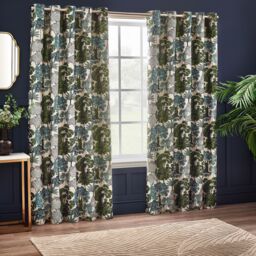 Wylder Nature Woodlands Jacquard Room Darkening Eyelet Curtains in Dark Green - Size: 168 cm width x 229 cm drop - thumbnail 3