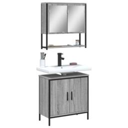 Berkfield Home Durable 2 Piece Bathroom Furniture Set Grey Sonoma Engineered Wood - thumbnail 2